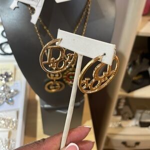 New Stainless steel Logo Silver Hoop Earrings